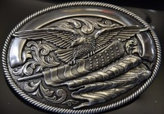 Nocona Western Mens American Eagle God Bless America Flag New in Box 4&Prime;x3&Prime; Oval