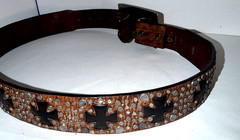 Ariat Embossed Sample Belt W/Iron Cross Belt Buckle Silver Black Never worn