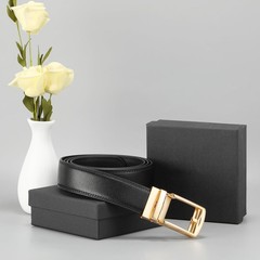 GAEKEAO Ratchet Belt for Men 28&Prime;-44&Prime; Waist Adjustable, Basic Gold – Black