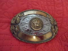 Western Oval Belt Buckle Gold Texas State Seal Star Handcrafted Silver FREE SHI