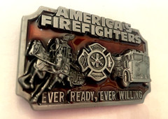 « AMERICA&rsquo;S FIREFIGHTERS » EVER READY & WILLING Men&rsquo;s BUCKLE – Fits a 1 3/4&Prime; BELT