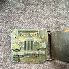 INDIAN MC. MFG. CO. 1878 Jeep Vehicle Gold Metal Belt Buckle Antique 1.5in