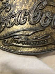 VINTAGE ***COCA-COLA*** 5 CENTS AT FOUNTAINS OVAL ADV. BELT BUCKLE
