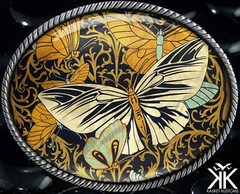 Butterfly Belt Buckle – Vintage Nature Pattern Artwork Oval Buckle – 912