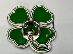 Lucky Four Leaf Clover Shamrock Green Silver Novelty Bottle Opener & Belt Buckle