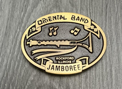 Vintage Oriental Band Jamboree Belt Buckle Rockford Illinois 1988 Oval 80s