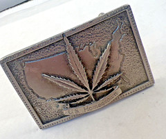 US Homegrown Silver Belt Buckle Square Outlaw Country Men Marijuana Hall of Fame