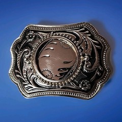 New Vintage Western Silver Engraved Belt Buckle Floral Scroll Cowboy Ornate NWOT