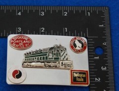Locomotive w/4 Railroad Badges Belt Buckle, Complete & Functional