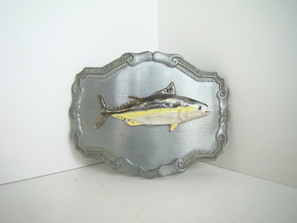Tuna Fish Belt Buckle cowboy deep sea ocean charter fishing silver vintage