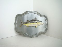 Tuna Fish Belt Buckle cowboy deep sea ocean charter fishing silver vintage