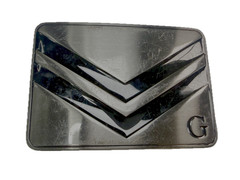 Two Stacked Chevron Shapes? Black Enamel Stripes G Letter Belt Buckle