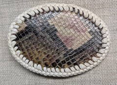 vintage GENUINE SNAKESKIN belt buckle WESTERN handcrafted COWBOY rattler