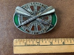 Darts and Dart Board Belt Buckle, 1984 Bergamot Brass Works