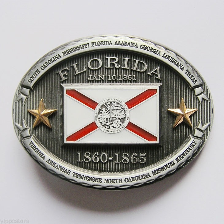Florida FL State Flag Western Metal Belt Buckle
