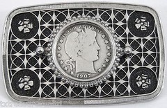 BELT BUCKLES Kennedy Half Dollar Coin 1/2 $ Silver Black Screw Mount Western NEW