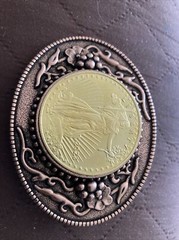 cowboy belt buckle With 2023 Lady Liberty Gold Plated Coin