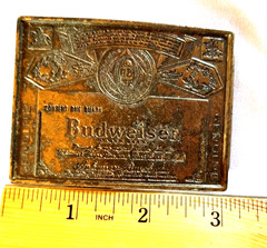 VTG Genuine Budweiser King of Beers Advertising Brass Belt Buckle