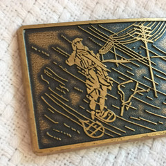 Vintage Lineman Men&rsquo;s Belt Buckle 3&Prime;x2&Prime; In Snow Storm Electric Power Made in USA