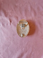 Silver Belt Buckle 3&Prime; x 4&Prime; 6.5 oz. Eagle Coral and Turquoise Accents