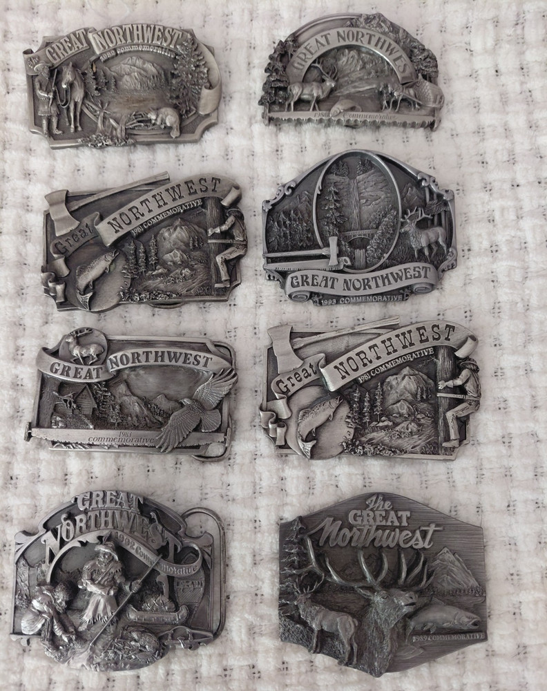 Siskiyou Lot of 8 Great Northwest Limited Edition Vintage Silver Belt Buckles