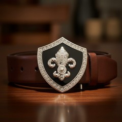 Women Silver Metal Belt Buckle Western Fashion Bling Fleur De Lis Day Night Look