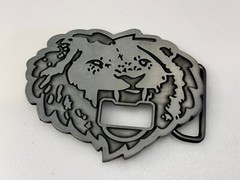 Roaring Lion Head Silver Tone Cutout Belt Buckle and Bottle Opener