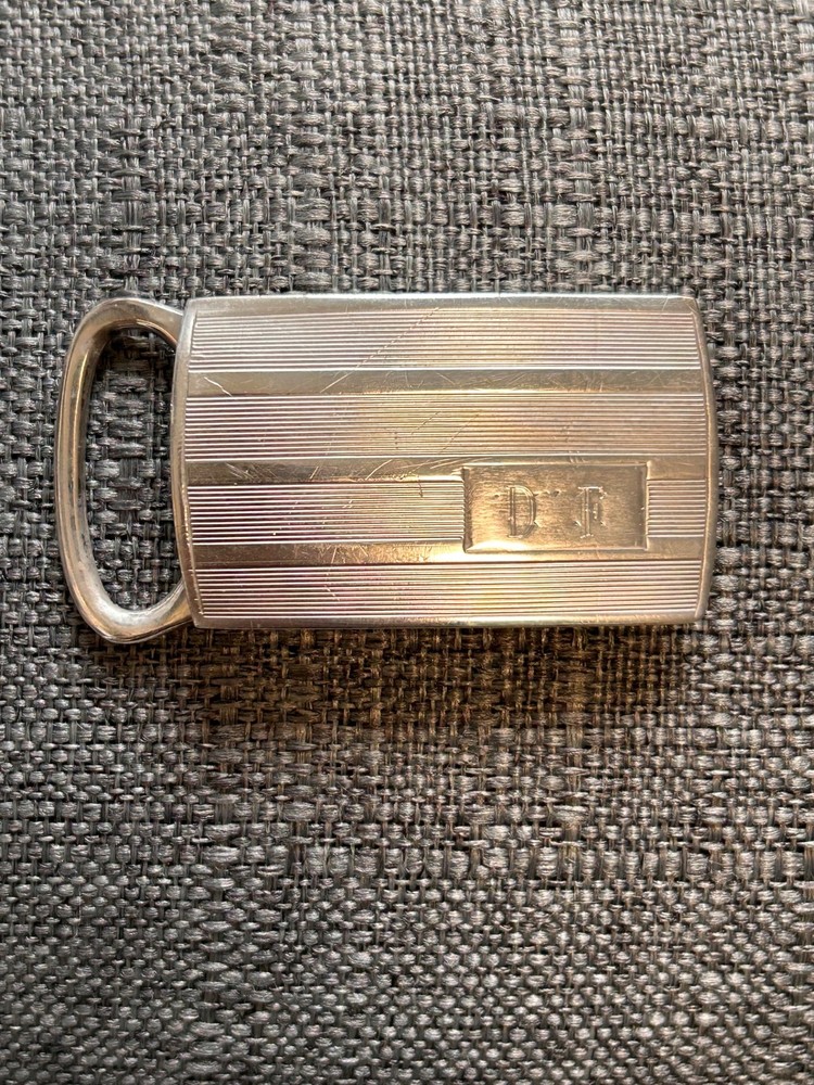 Webster Co vintage sterling silver engine stripe monogram belt buckle