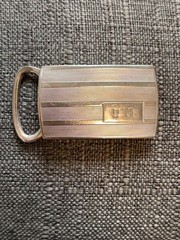 Webster Co vintage sterling silver engine stripe monogram belt buckle