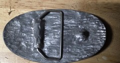 vintage 1970s belt buckle COORS bronze BRASS western BRUTALIST handcrafted FOLK