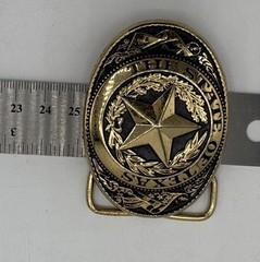 Vintage State of Texas Lone Star Belt Buckle Brass Tone Western Made in USA