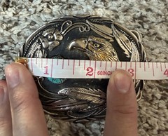 SSI Blue and Coral Turquoise Western Oval Eagle Floral Metal Belt Buckle