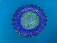 A Blue Green Sea Of Rhinestones – Starburst Cutout Vintage Belt Buckle