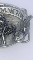 Pewter Belt Buckle Square Dance Couple Dancing Fiddle Banjo 1985 Siskiyou