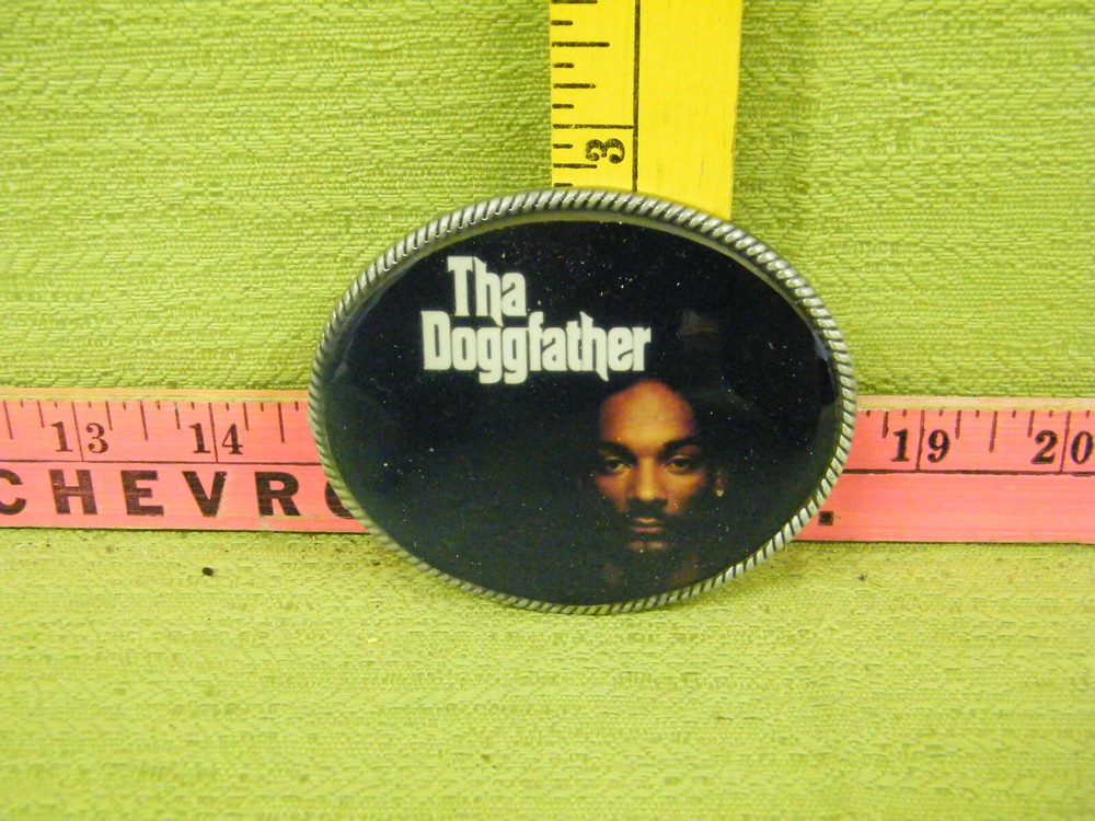 White Writing « Tha Doggfather » Belt Buckle