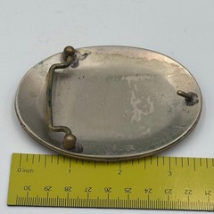 Vintage German Silver Thunderbird Belt Buckle Western Enamel Floral Engraved
