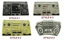 Retro Boom Box Belt Buckle Blaster Radio Dj Ghetto Music Old school Silver Metal