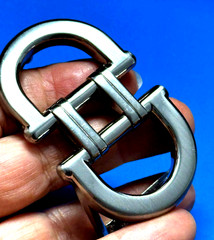 Silver Tone Metallic Double D-ring Belt Buckle ONLY for Men&rsquo;s Belt