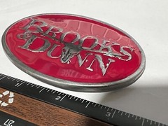 Brooks and Dunn RED Enamel Belt Buckle Solid Metal Country Music Pewter