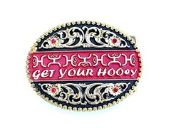 Western Buckle Gold Black Red Cowboy 4×3 for 2 » Hooey Buckle Hebilla Vaquero
