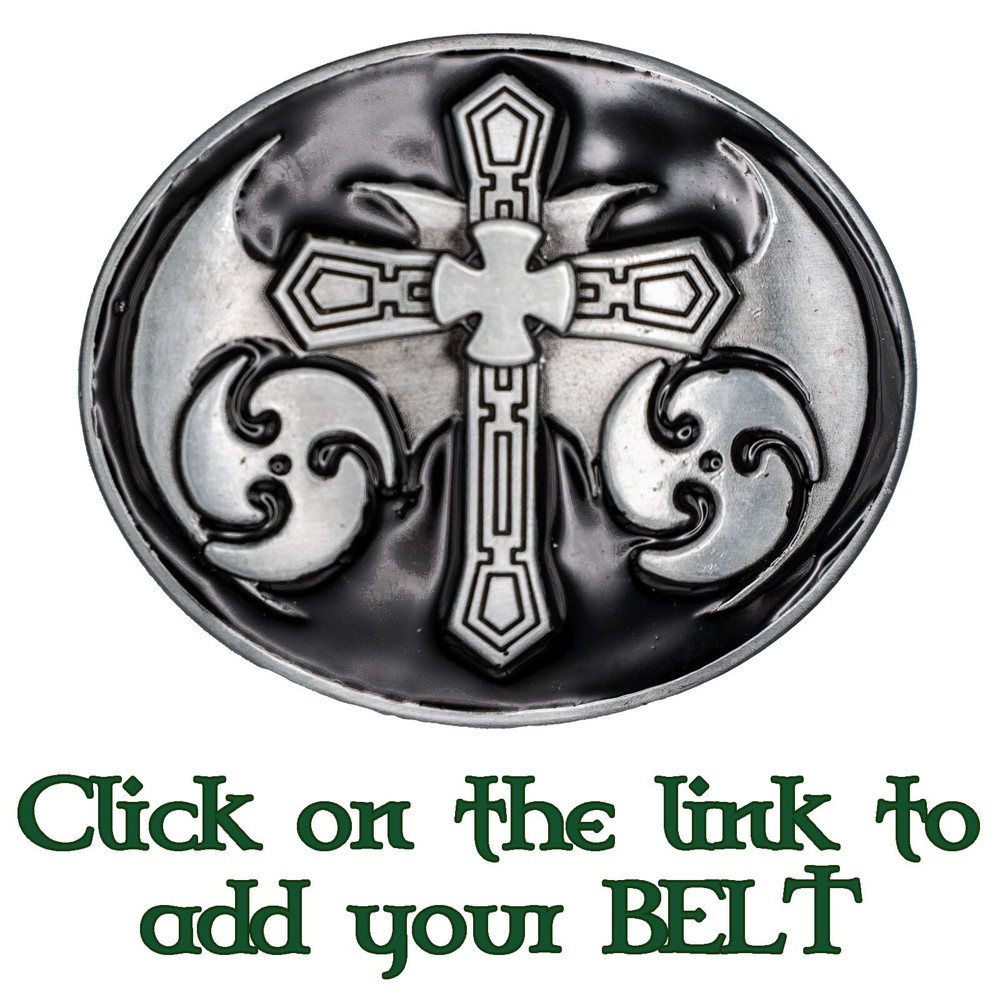Cross Belt Buckle Biker Gothic Punk Christian Heraldic Pagan Bat Wings
