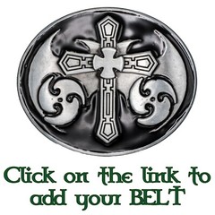Cross Belt Buckle Biker Gothic Punk Christian Heraldic Pagan Bat Wings