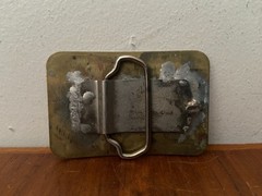 Vintage MOBIL OIL Gasoline BRASS GAS Great American Belt Buckle Western Cowboy