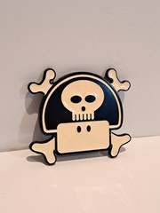 Super MARIO Bros Mushroom Skull & Crossbones Belt Buckle 2007 NINTENDO