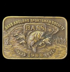 BASS Belt Buckle Vintage Bass Anglers Sportsman Society Fits Belts To 1.7&Prime; USA