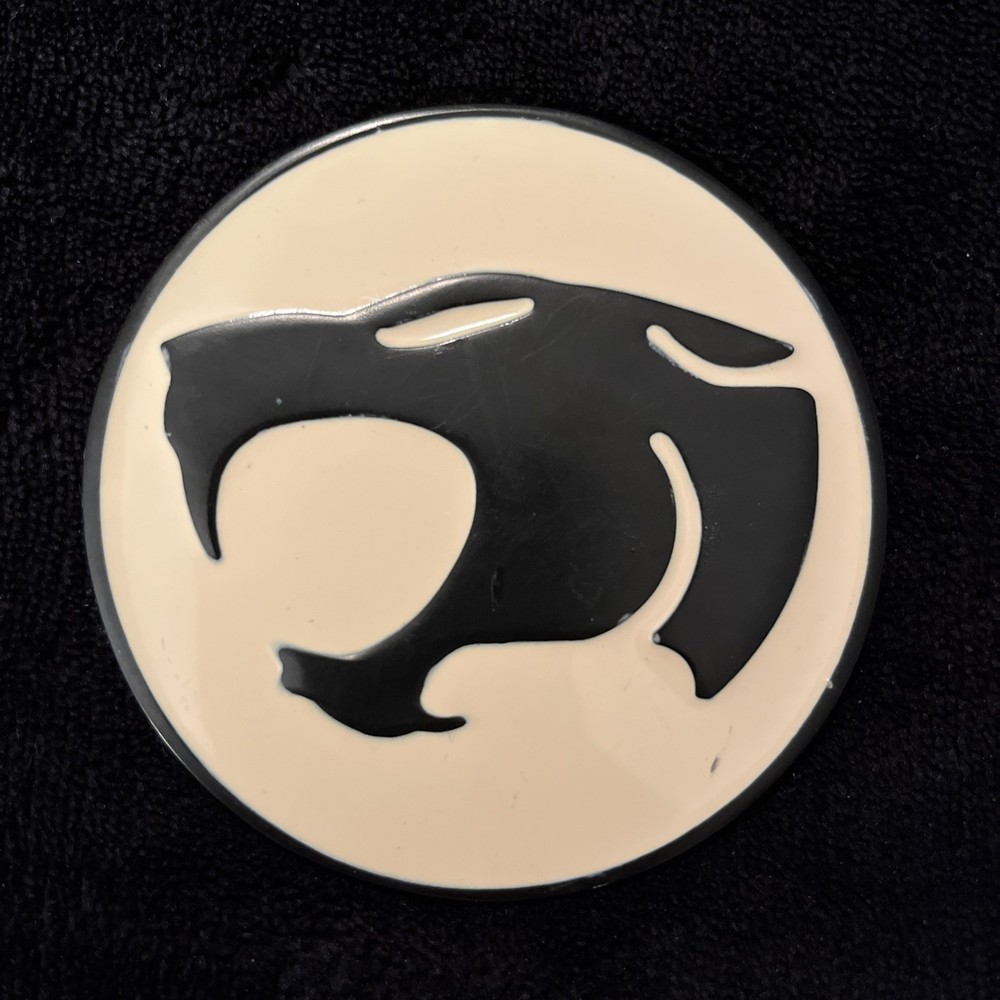 Thundercats 3” Round Metal Belt Buckle Retro Repop Cream Bkground & Black Cat