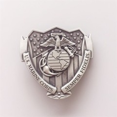 Antique Brushed Silver US Hero Marine Corps Belt Buckle
