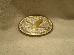 Unique American Eagle Western Belt Buckle Three Tone Silver Gold Rose Tones