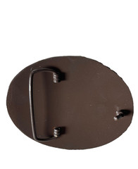 Western Belt Buckle 4.25 x 3.25 in Handcrafted Oval Engraved Brown Gold 2.25