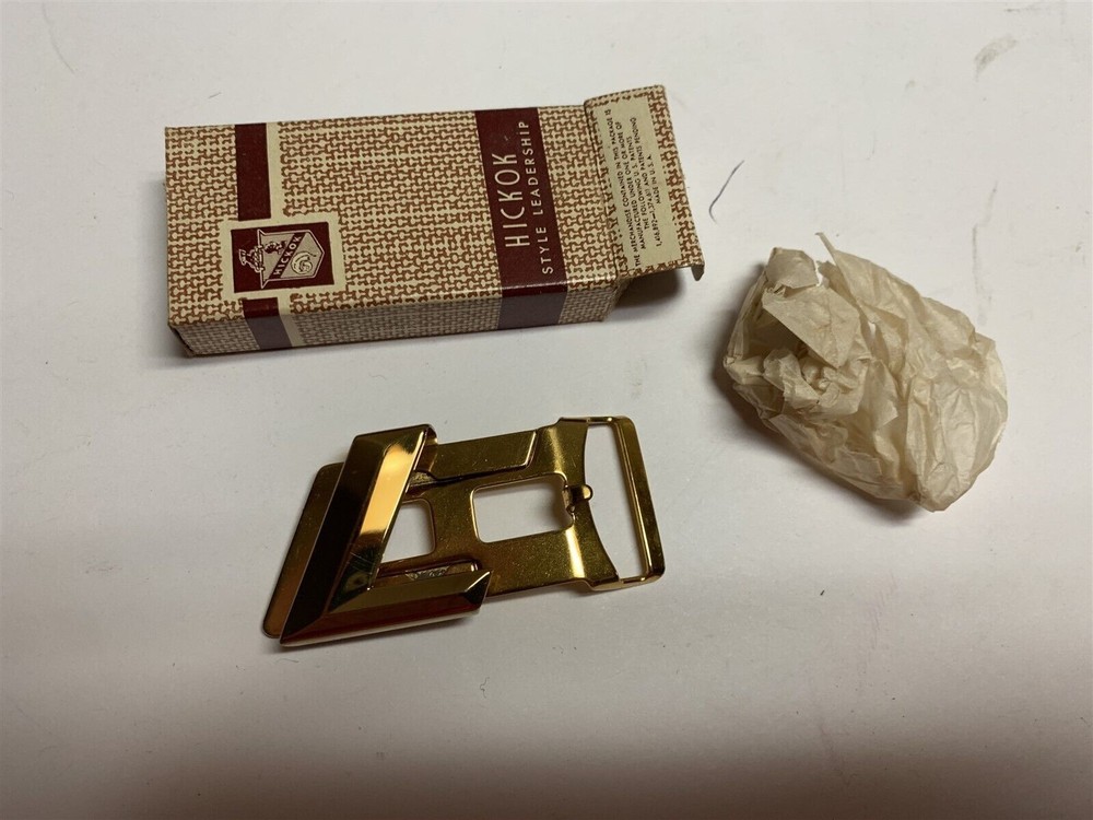 Belt Buckle Antique Hickok Made in USA Initial « L » Gold Tone